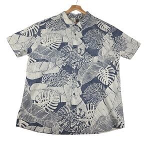 Navy Reef Tropical Print Button Down Shirt